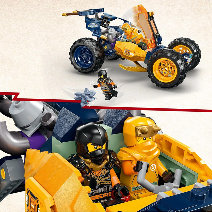 LEGO NINJAGO Arins Ninja-Geländebuggy, Ninja-Spielzeug mit Auto, Drache und 4 Mini-Figuren, Abenteuer-Set mit Buggy-Modell für Kinder, Geburtstagsgeschenk für Jungen und Mädchen ab 7 Jahren 71811