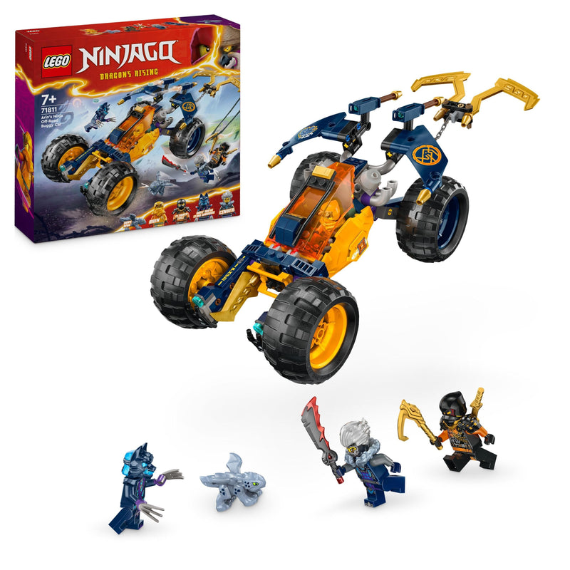 LEGO NINJAGO Arins Ninja-Geländebuggy, Ninja-Spielzeug mit Auto, Drache und 4 Mini-Figuren, Abenteuer-Set mit Buggy-Modell für Kinder, Geburtstagsgeschenk für Jungen und Mädchen ab 7 Jahren 71811