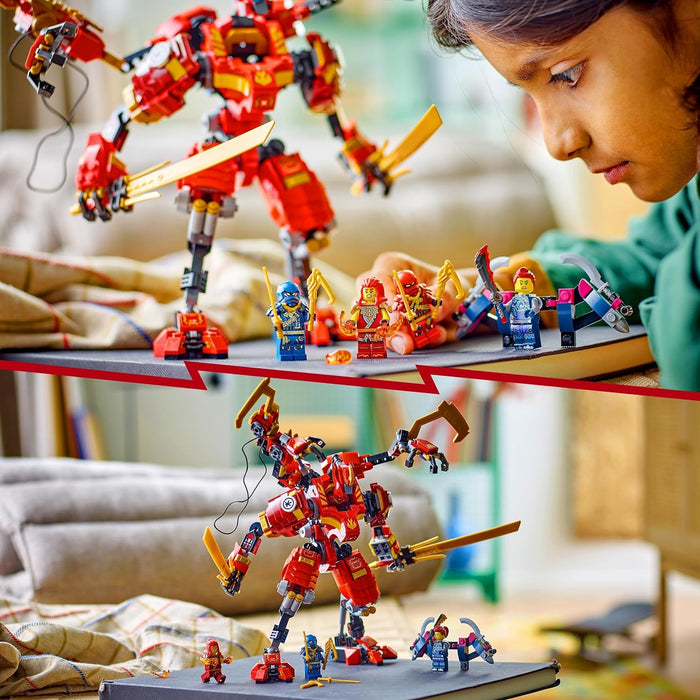 LEGO NINJAGO Kais Ninja-Kletter-Mech Set, Ninja-Spielzeug mit baubarer Actionfigur und 4 Mini-Figuren, Abenteuer-Set für Kinder, Geschenk zum Geburtstag für 9-jährige Jungs und Mädchen 71812