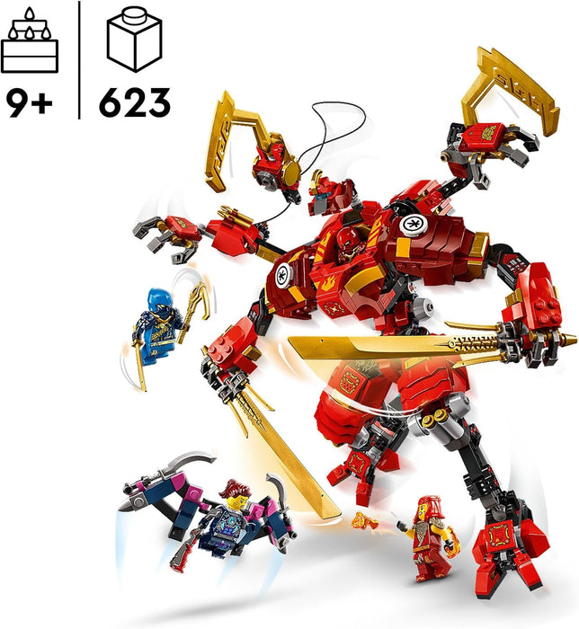 LEGO NINJAGO Kais Ninja-Kletter-Mech Set, Ninja-Spielzeug mit baubarer Actionfigur und 4 Mini-Figuren, Abenteuer-Set für Kinder, Geschenk zum Geburtstag für 9-jährige Jungs und Mädchen 71812