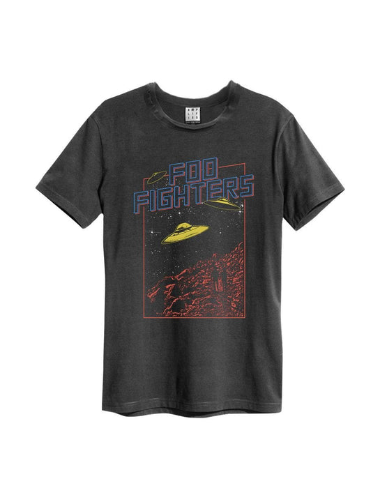 Amplified Foo Fighters Flying Saucers Mens Charcoal T-Shirt