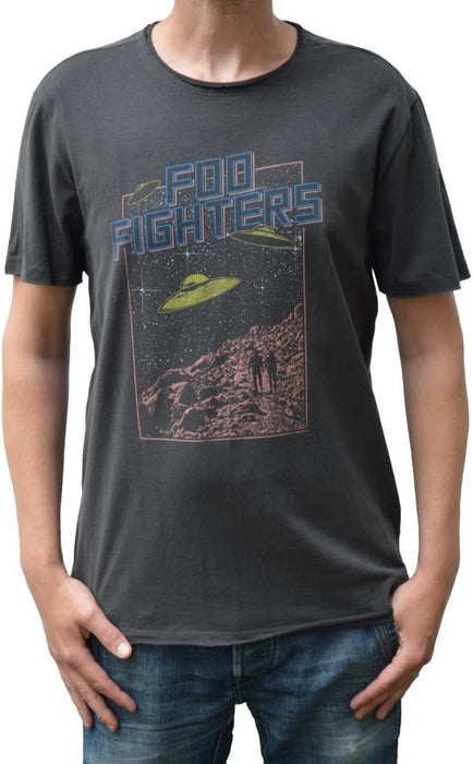 Amplified Foo Fighters Flying Saucers Mens Charcoal T-Shirt