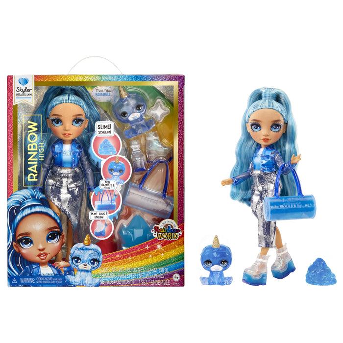 Rainbow High Fashion Doll with Slime & Pet - Skyler (Blue) - 28 cm Shimmer Doll with Sparkle Slime, Magical Pet and Fashion Accessories - Kids Toy - Great for Ages 4-12 Years