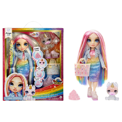 Rainbow High Fashion Doll with Slime Kit & Pet - Amaya (Arco Iris) - Muñeca Centelleante de 28 cm con Cieno Brillante DIY, Mascota Mágica y Accesorios de Moda - Juguete Infantil - Edades de 4-12 Años