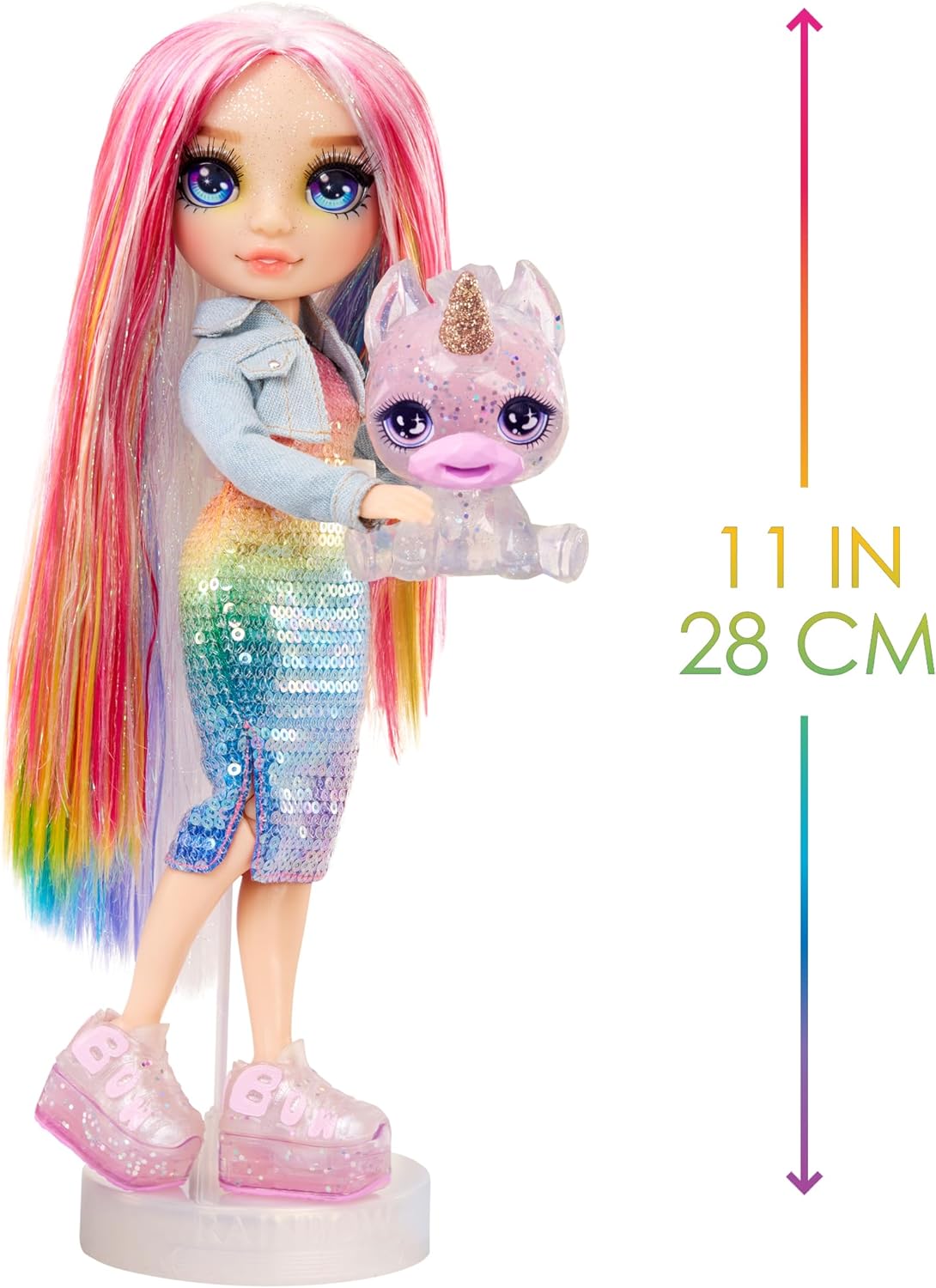 Rainbow High Fashion Doll with Slime Kit & Pet - Amaya (Arco Iris) - Muñeca Centelleante de 28 cm con Cieno Brillante DIY, Mascota Mágica y Accesorios de Moda - Juguete Infantil - Edades de 4-12 Años