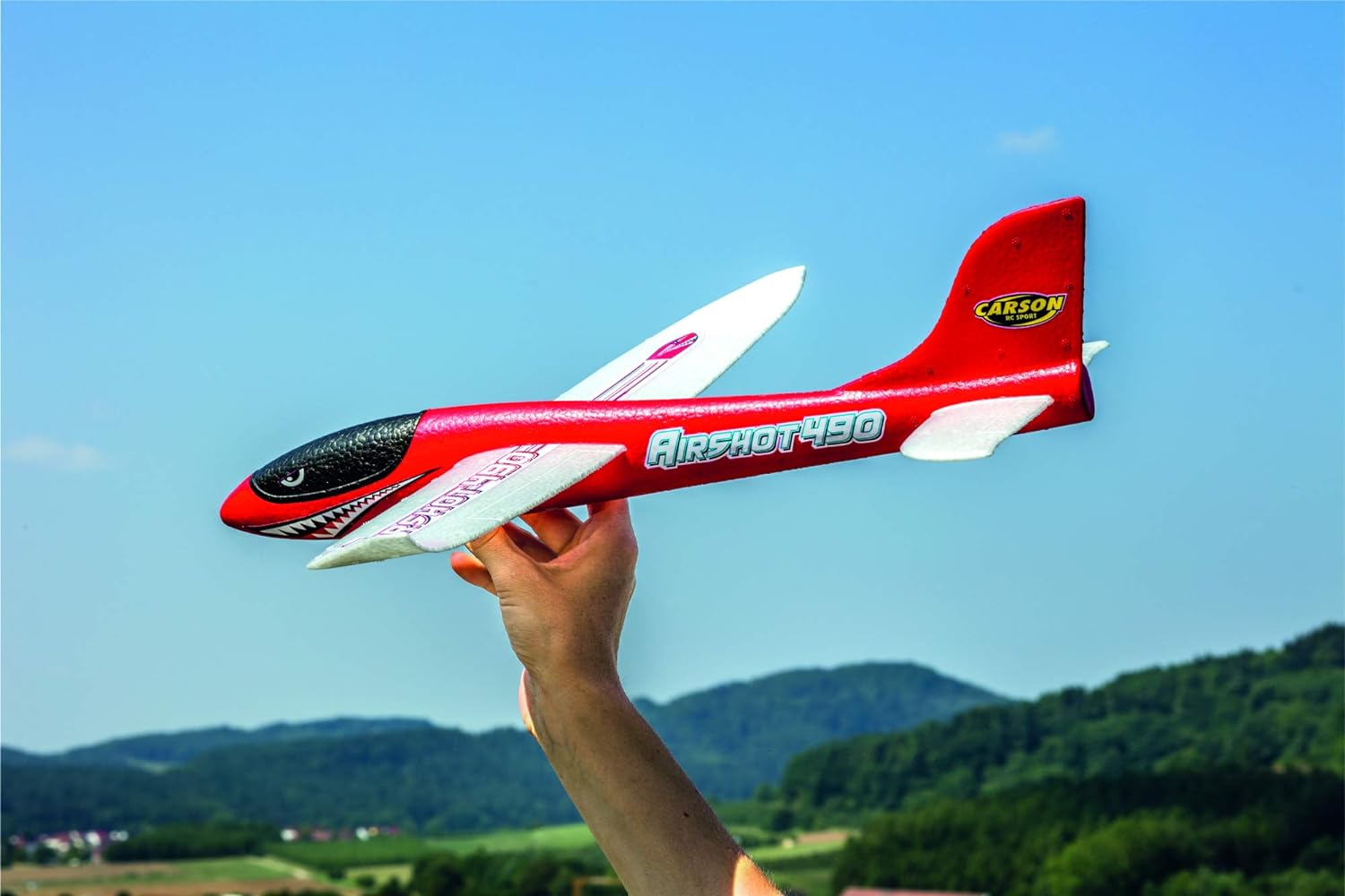 Carson 500504013 500504013 Slider Airshot 490, Throw Glider, 100% Ready to Fly, Glider for Throwing, Almost Indestructible, Perfect Flight Properties, Made of Styrofoam, Red