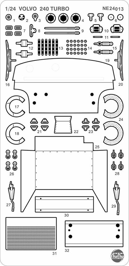 Platz NuNu 1/24 Scale Detail Up Parts for 240 Turbo 86 ETCC Hockenheim Winner - Plastic Model Building Kit # NE24013