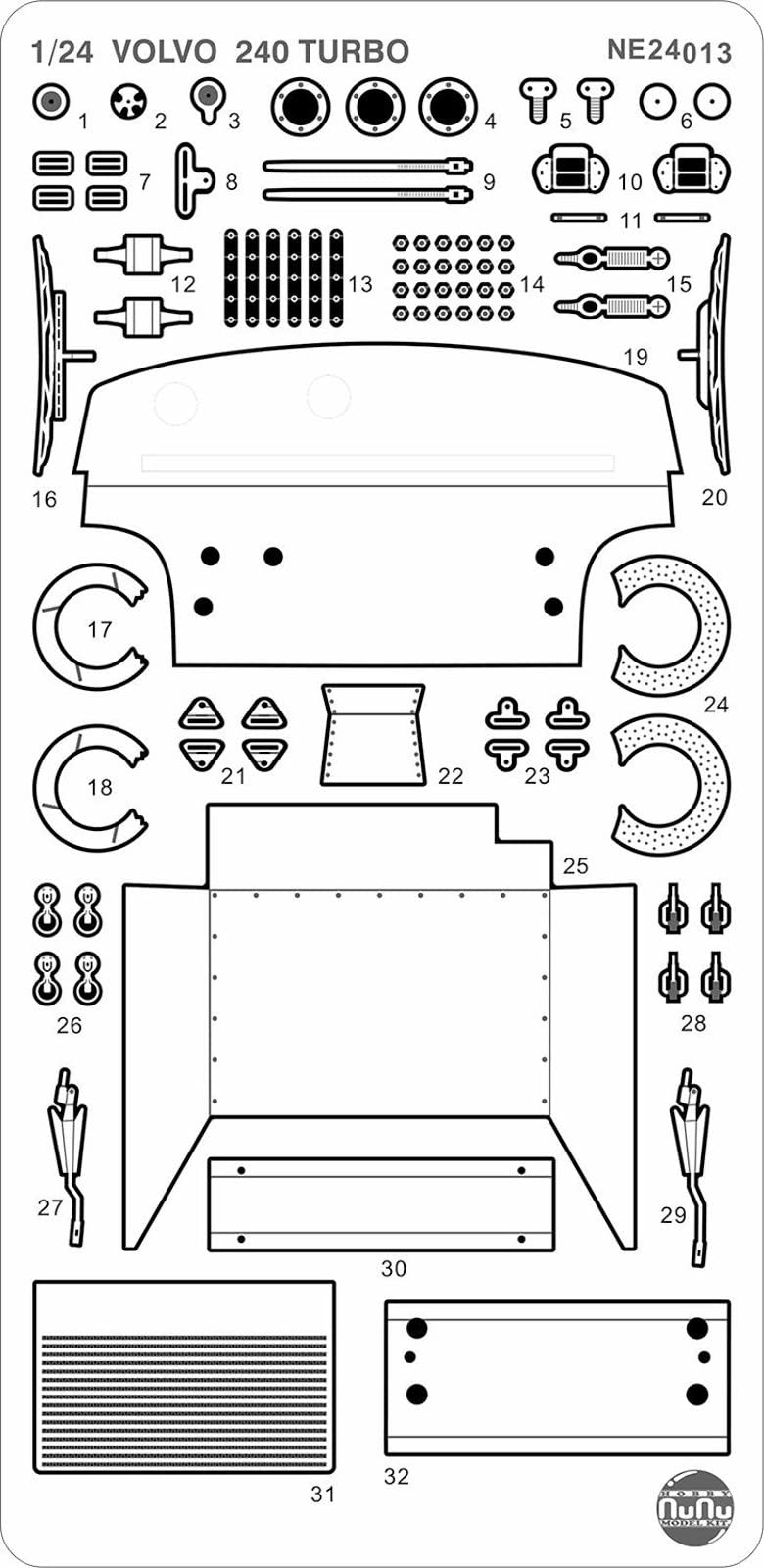 Platz NuNu 1/24 Scale Detail Up Parts for 240 Turbo 86 ETCC Hockenheim Winner - Plastic Model Building Kit # NE24013