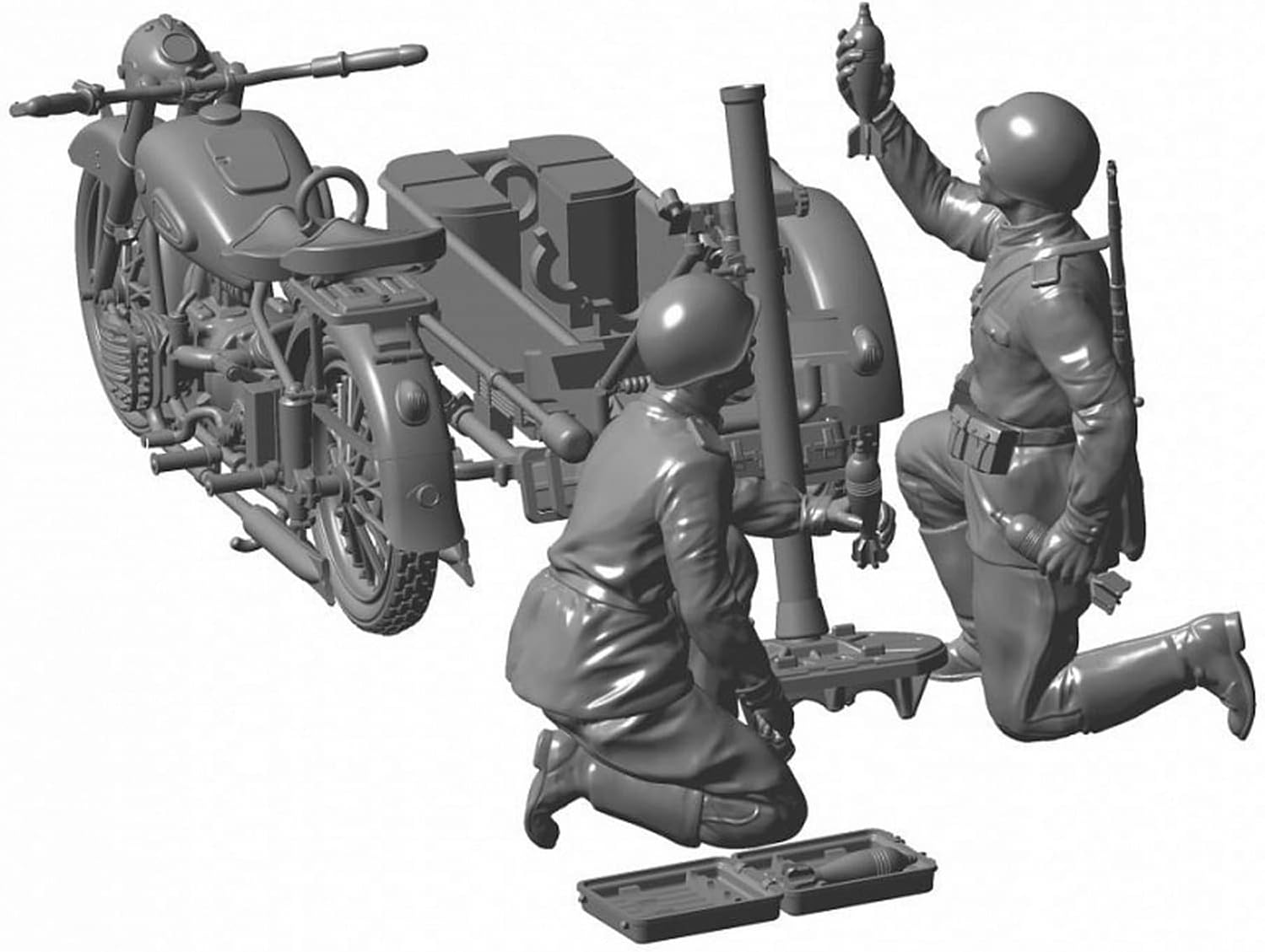 Zvezda 500783651-1:35 WWII Russische motorfiets M-72 met vijzel