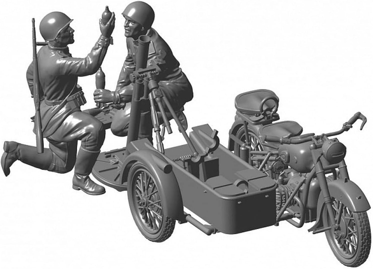 Zvezda 500783651-1:35 WWII Russische motorfiets M-72 met vijzel