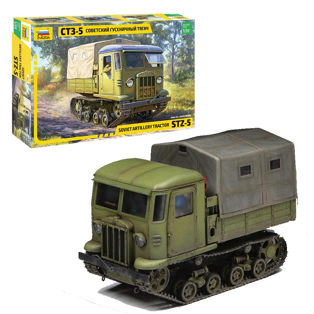 Zvezda 3663 1:35 Sov. STZ-5 Artellery Tractor Model Kit, Plastic Kit, Assembly Kit, Detailed Replica, Unpainted