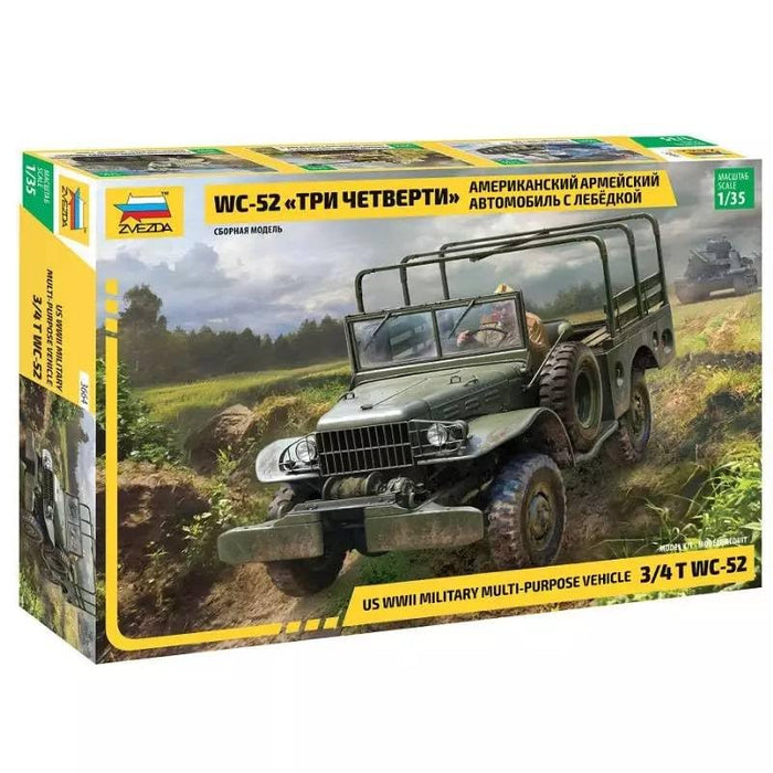 Zvezda - Model Car Us WWII Military Multi-Purpose Vehicle 3/4t Dodge Wc-52 3664| 1:35