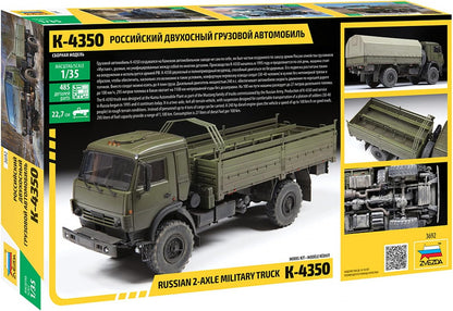 Zvezda 3692 1:35 Russian 2Axle Military Truck K-4350-Model, Plastic Kit for Assembly, Detailed Replica, Unvarnished