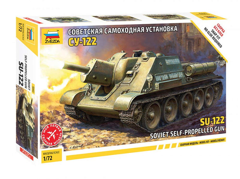Zvezda 5043 1:72 SU-122 Soviet Tank Destroyer Model, Plastic Kit for Assembly, Detailed Replica, Unvarnished