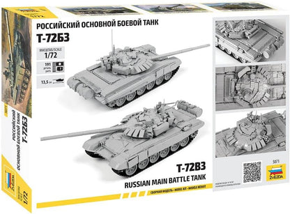 Zvezda -5071 T-72 B3 Main Battle Tank, Scale 1/72, Model Kit, ZS5071