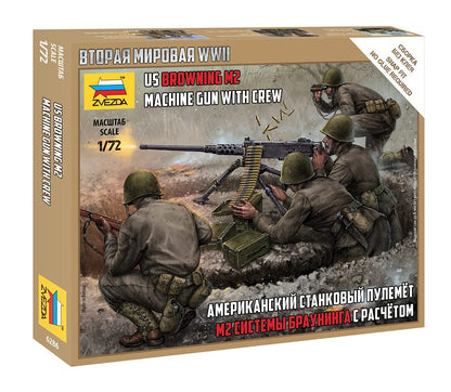 Zvezda -6286 US Machine Gun Browning w/Crew, Scale 1/72, Model Kit, ZS6286