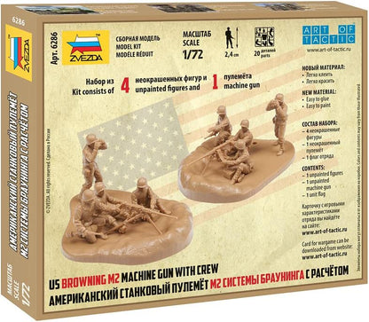 Zvezda -6286 US Machine Gun Browning w/Crew, Scale 1/72, Model Kit, ZS6286