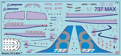 Zvezda- Boeing 737-8 MAX Other License vehículo 500787026-Boeing 144-Maqueta de construcción (1:144), Color Plateado, Mittel (7026
