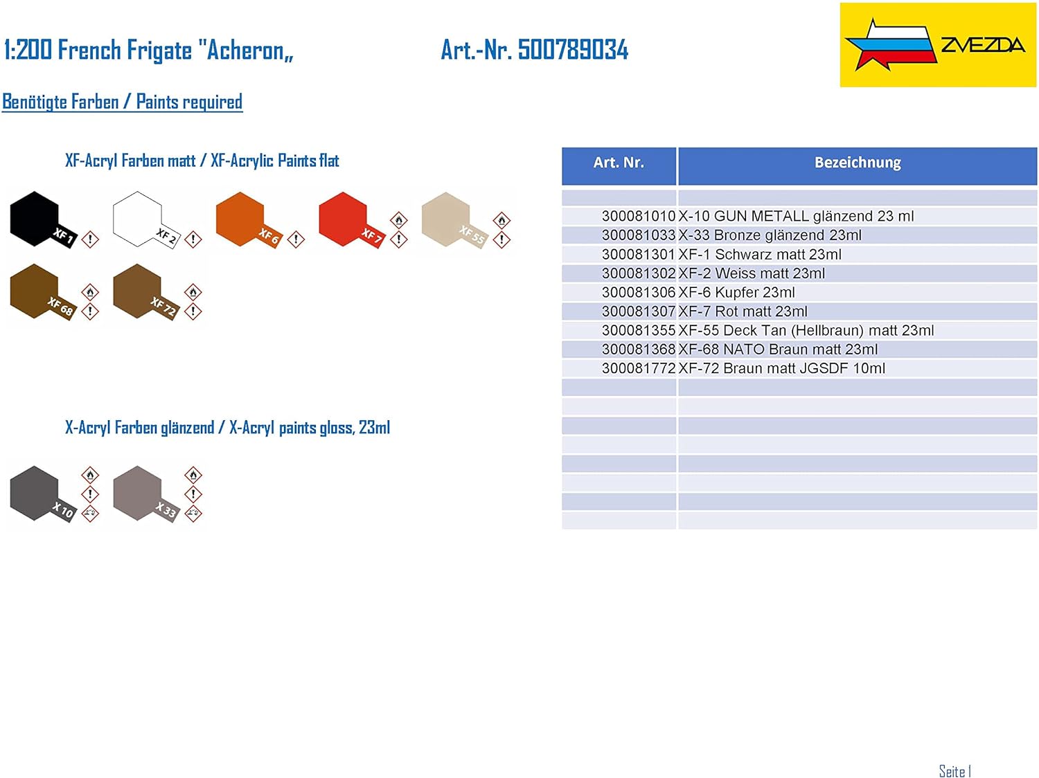 Zvezda Model – Z9034 – French frigate Acheron – Scale: 1: 200.-