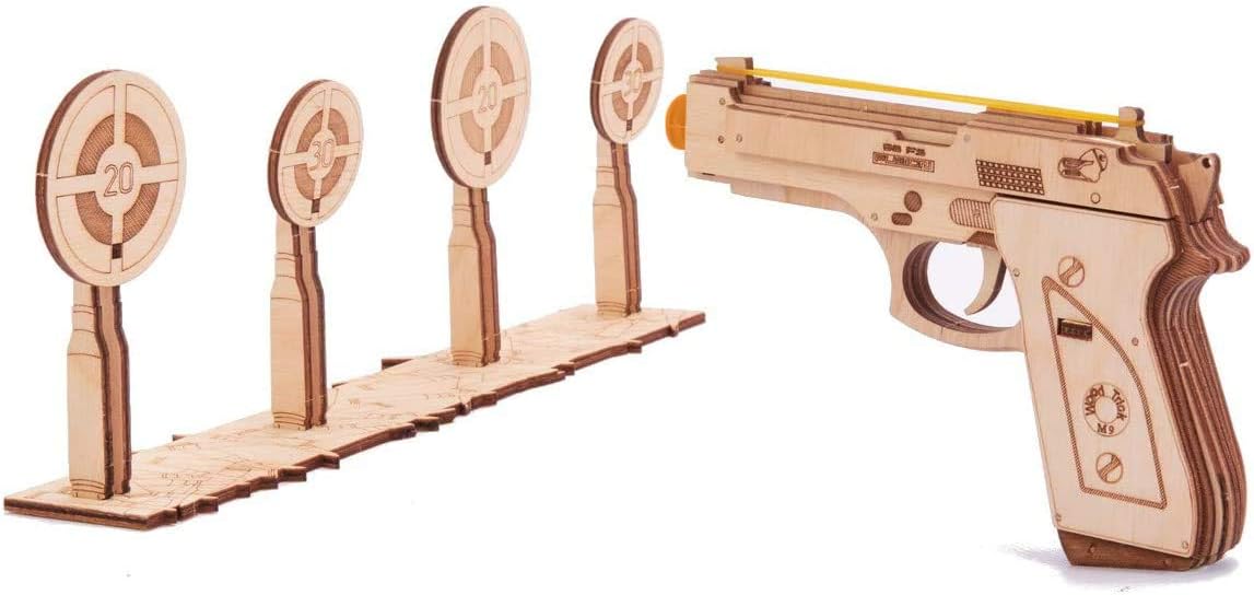 Wood Trick Gummiband Spielzeugpistole 3D Holzpuzzle für Erwachsene und Jugendliche zu bauen - Holzmodell Kit - 14+