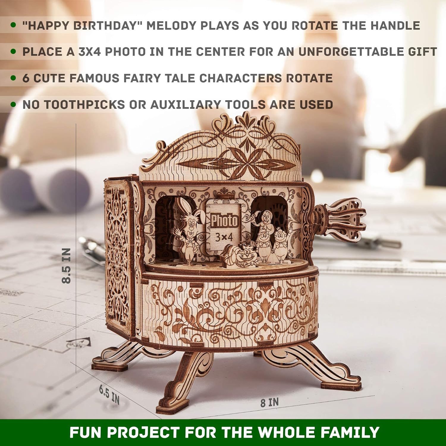 Wood Trick - Grand Piano - Puzzle 3D en Bois - Casse Tete Adulte - Maquettes à Construire - Casse-tête découpée au Laser - 36 pièces (Théâtre de fées