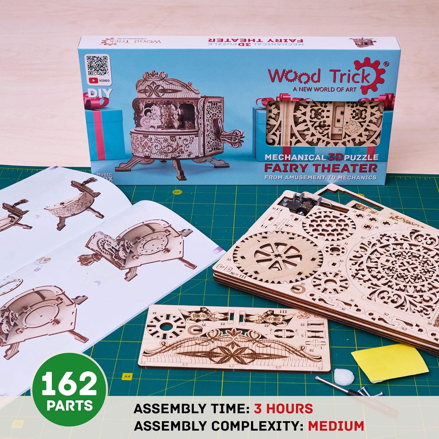Wood Trick - Grand Piano - Puzzle 3D en Bois - Casse Tete Adulte - Maquettes à Construire - Casse-tête découpée au Laser - 36 pièces (Théâtre de fées