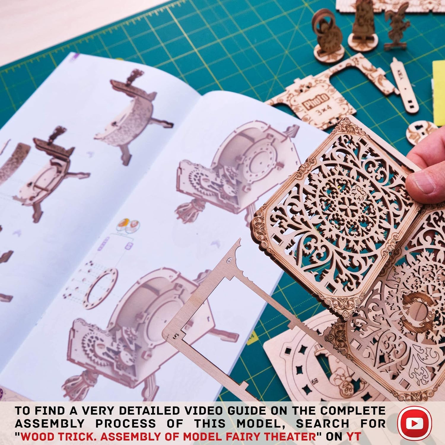 Wood Trick - Grand Piano - Puzzle 3D en Bois - Casse Tete Adulte - Maquettes à Construire - Casse-tête découpée au Laser - 36 pièces (Théâtre de fées