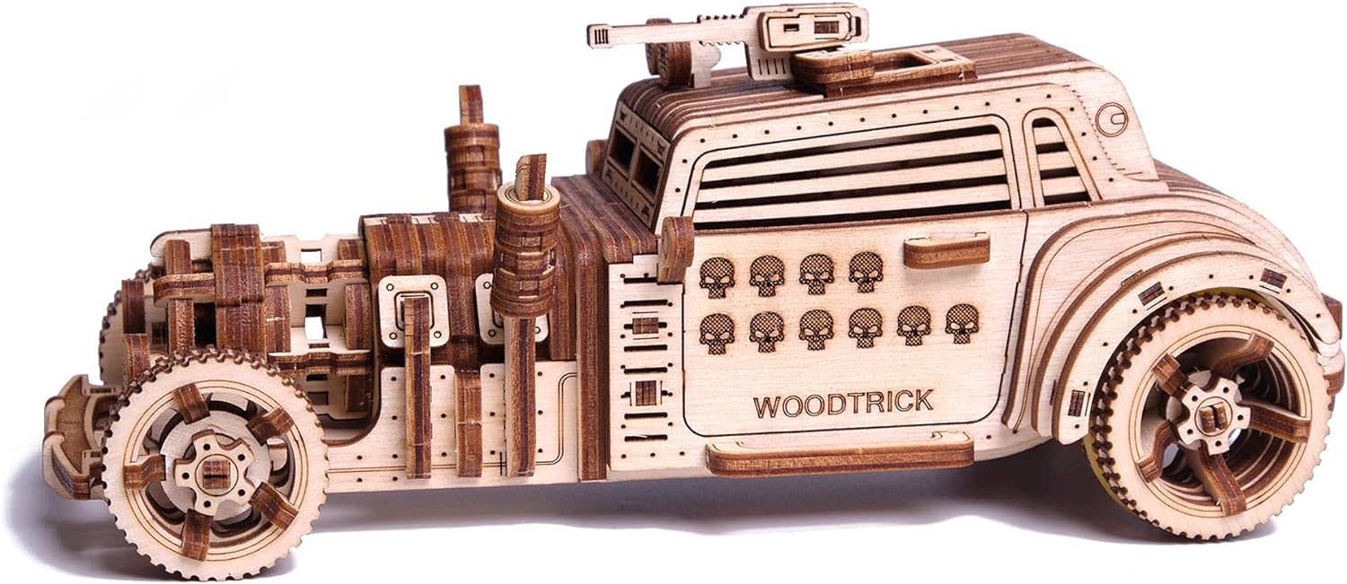 Wood Trick Apocalyptic Car 3D Wooden Puzzles for Adults and Kids to Build - Rides up to 26 feet - Wooden Model Car Kits to Build for Adults