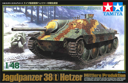 Tamiya 32511-000 32511 1:48 WWII Hunting Tank 38t Hetzer Mit.Pro. -Faithful Replica, Making, Plastic, Crafts, Hobby, Model kit, Assembly, unpainted, Unvarnished