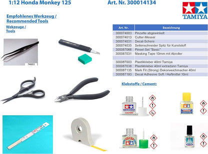 Tamiya 14134 300014134 Honda Fahrzeug 14134-1:12 Monkey 125, Modellbau, Plastik Bausatz, unlackiert
