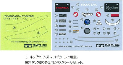 Tamiya 14134 300014134 Honda Fahrzeug 14134-1:12 Monkey 125, Modellbau, Plastik Bausatz, unlackiert