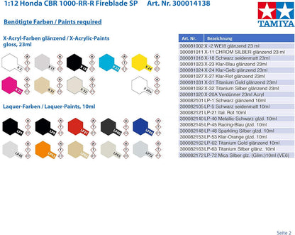 TAMIYA 1/12 Honda CBR1000RR-R Fireblade SP TAM14138 Plastic Models Motorcycles