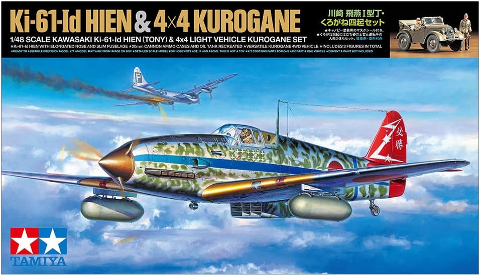 TAMIYA 25203 1:48 JPN Ki-61-Id Hien & Kurogane Model Kit, Plastic Kit, Assembly Kit, Detailed Replica