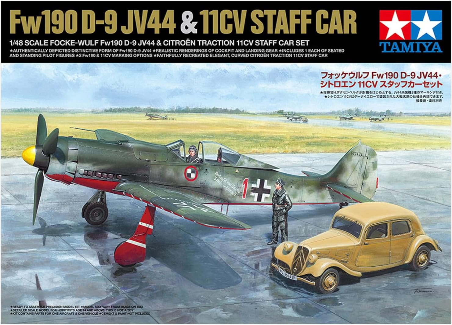 Tamiya 25213 FW190D-9 JV44 & Citroen Traction IICV Staff Car Set 1:48 Model Kit