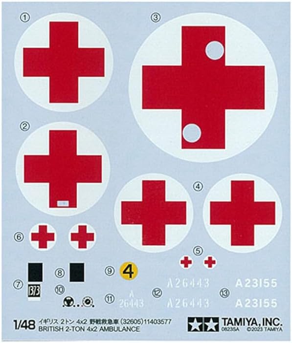 TAMIYA 32605 1:48 Brit. 2 tons. 4 x 2 Ambulance, Plastic, Military kit, Standing Model Building
