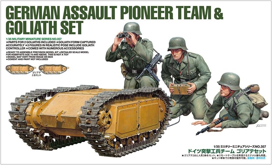 TAMIYA 300035357 Militär 1:35 Dt. Pioneer & Goliath Set (3+2