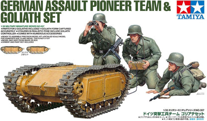 TAMIYA 300035357 Militär 1:35 Dt. Pioneer & Goliath Set (3+2