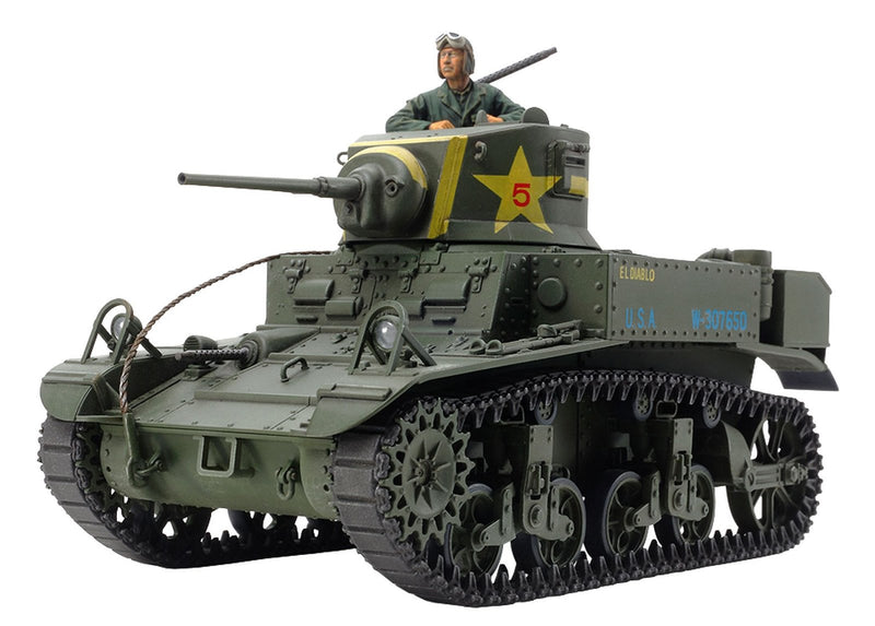 TAMIYA 35360 35360-1:35 US M3 Stuart Late Production, Model Making, Plastic Construction Kit, Unvarnished