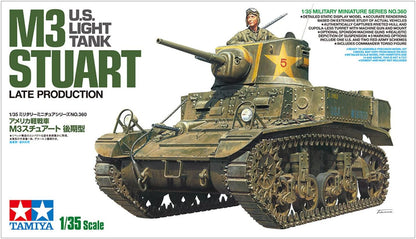 TAMIYA 35360 35360-1:35 US M3 Stuart Late Production, Model Making, Plastic Construction Kit, Unvarnished