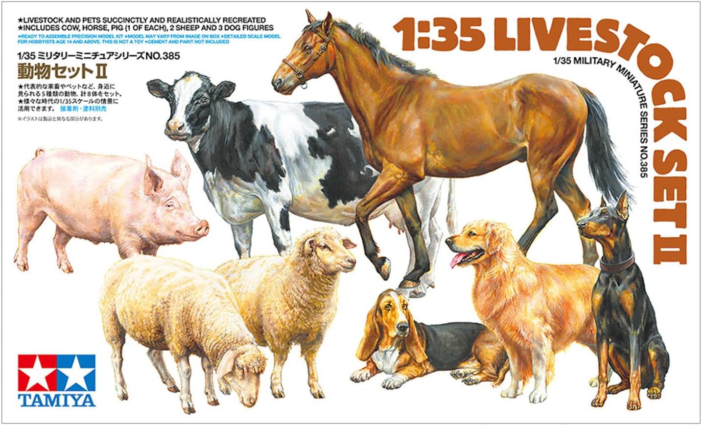 TAMIYA 35385 1:35 Diorama Set Pets Set 2 (8) - Model Building, Plastic Kit, Crafts, Hobby, Gluing, Plastic Kit, Unpainted