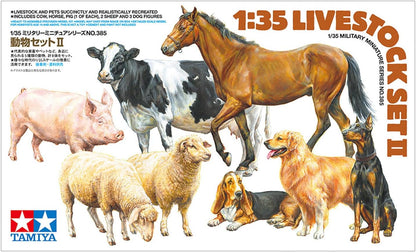 TAMIYA 35385 1:35 Diorama Set Pets Set 2 (8) - Model Building, Plastic Kit, Crafts, Hobby, Gluing, Plastic Kit, Unpainted
