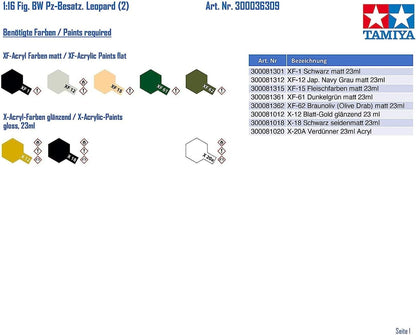 TAMIYA 300036309-1:16 Figure, German Armed Forces, Leopard (2), Tank
