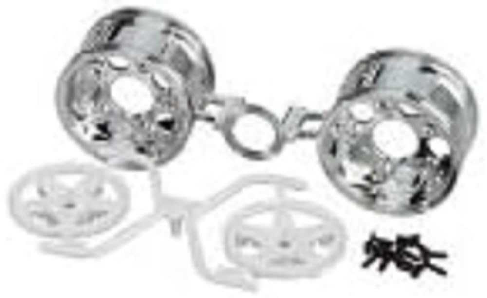 TAMIYA 300050673 5-Spoke Rims Model Building Accessories, 30 mm, 2 Pieces, Chrome/White
