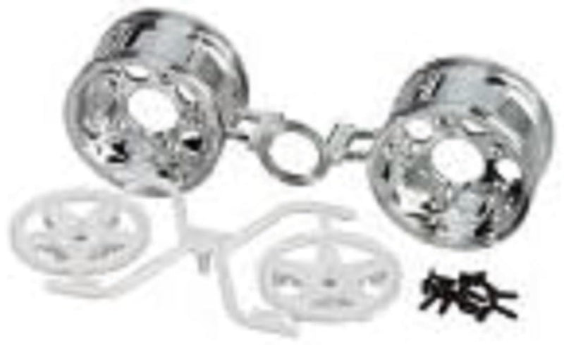 TAMIYA 300050673 5-Spoke Rims Model Building Accessories, 30 mm, 2 Pieces, Chrome/White