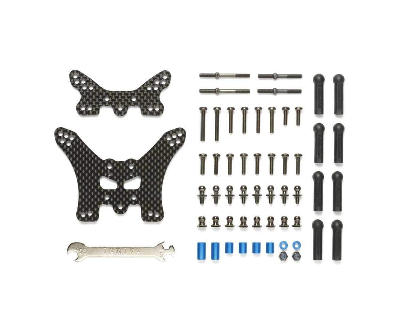 Tamiya 54754 TT-02B Carbon Damper Stays (Front & Rear) (Neo Scorcher/TT02B
