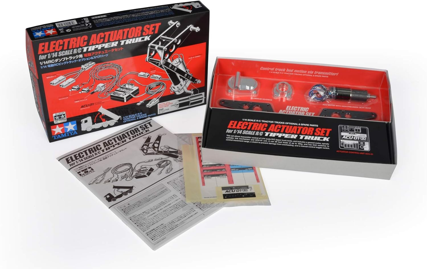TAMIYA- 1:14 ACU-01 Antriebs-Set Hinterkipper ACU-01-Kit de accionamiento para volquete Trasero, Color Gris, Small/Medium (300056545
