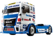 TAMIYA TAM58632 58632 MAN 58632-1:14 RC Team Hahn Racing TGS TT-01E, Remote Controlled car/Vehicle, Model Building, kit, Unvarnished RaceTruck MAN (Team Hahn Racing)