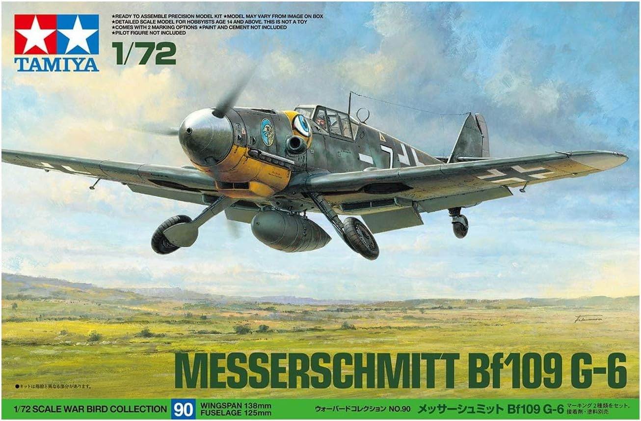 Tamiya 60790 – 1:72 Bf-109 G-6 Messerschmitt, model making, plastic kit, hobby, crafts, gluing, model building kit, model, assembly. Unvarnished
