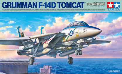 Tamiya 61118 Grumman F-14D Tomcat maqueta (Escala 1:48, plástico), Color Plateado, 11.5 x 19 x 3.13 Pulgadas (TAM61118