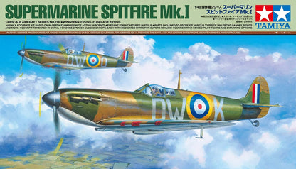 Tamiya TAM61119 Fahrzeug 61119-1:48 British Supermarine Spitfire Mk.I, Model Building, Plastic Kit, Unvarnished